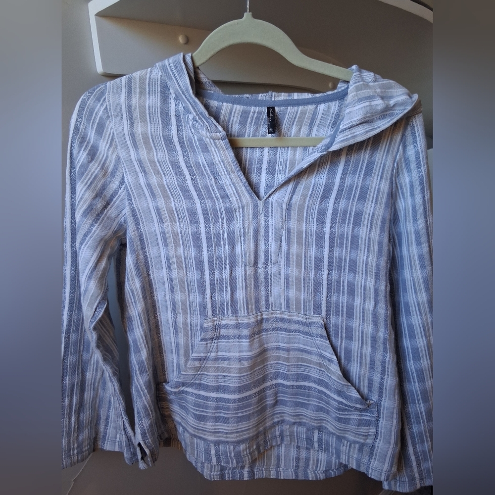North River Women's Striped Blue Hoodie Sweatshirt Size S